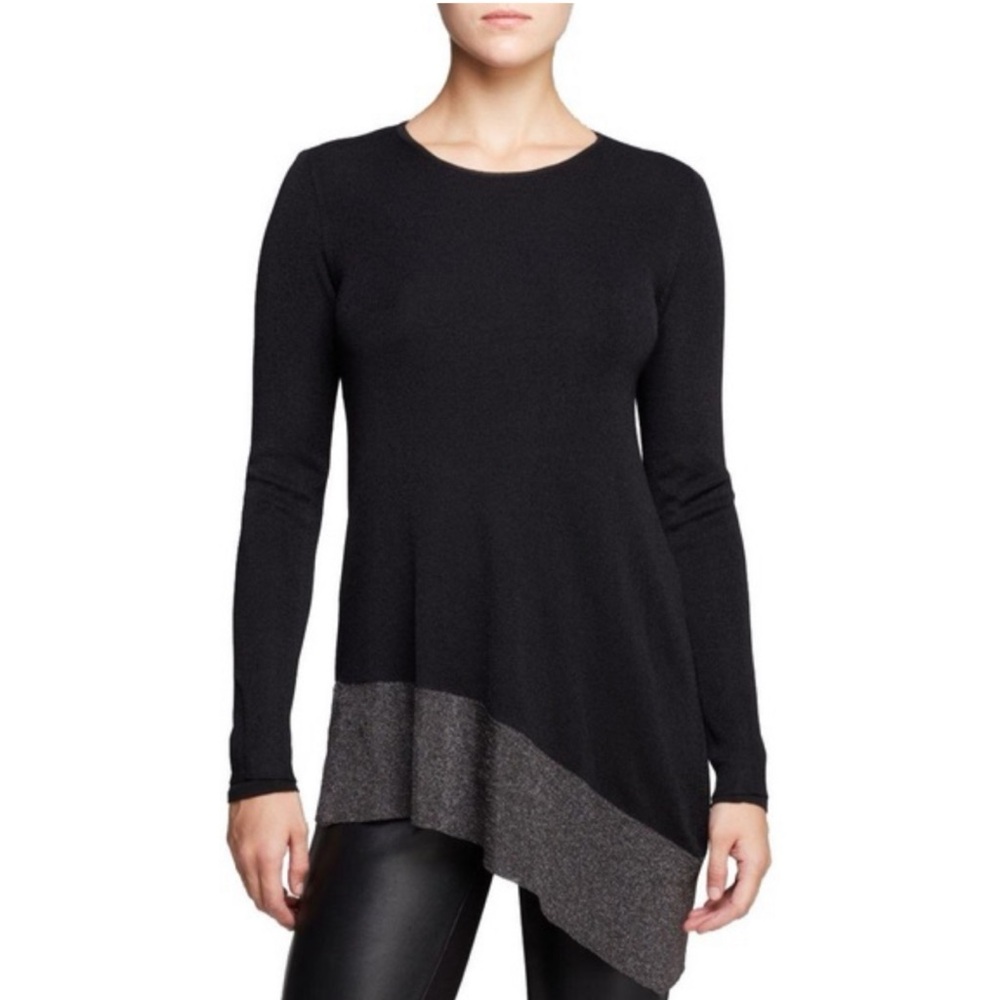Eileen Fisher Metallic Asymmetrical Long Sleeves Tunic Top Size S